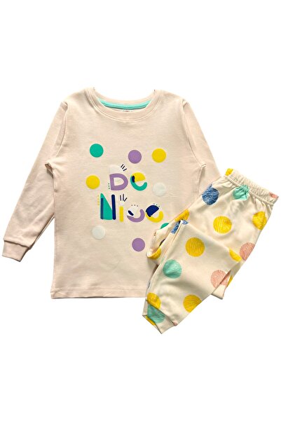 Fil Kids Κοριτσίστικο σετ χειμερινής πιτζάμας με μανίκια πουά, 100% βαμβακερό...