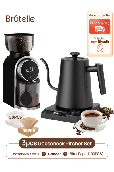 Brutelle Pour Over Coffee Maker Set Electric Gooseneck Kettle V02 Filters Bur...