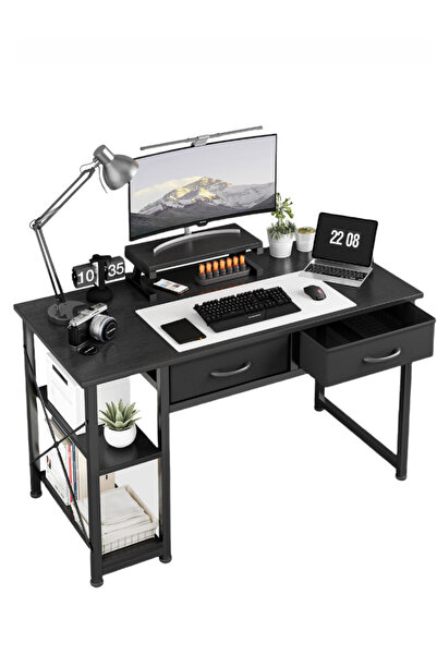Bojasmiial Ergonomic 39.37" Computer Desk with With 2 Drawers & 2 storage she...