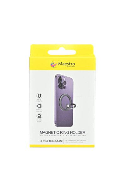 Maestro حامل حلقات الهاتف المحمول MAGSAFE مع قاعدة، مصنوع من التيتانيوم الطبيعي