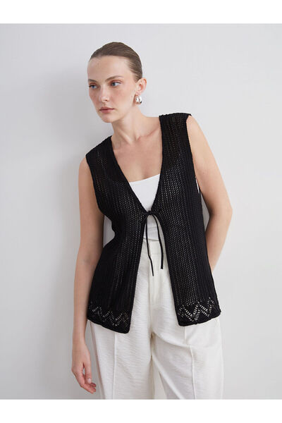 LC Waikiki Vestă tricotată ajurată pentru femei, cu decolteu în V, Özmarka, s...