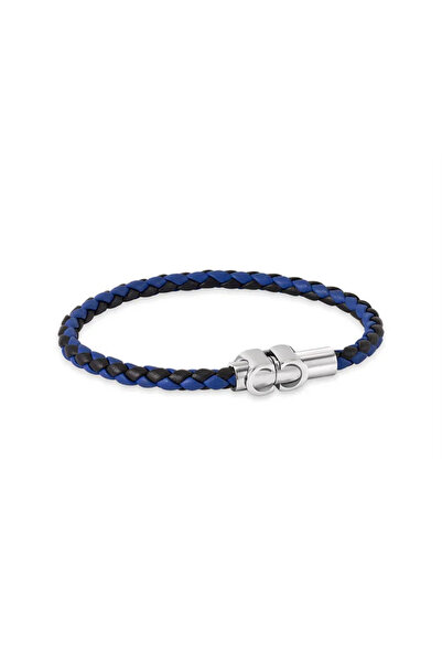 Cerruti 1881 Carlo Navy Leather Bracelet for Men