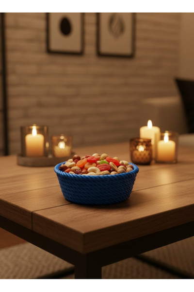 ZERO LAND Drnds Round Snack Bowl Navy Blue Living Room and Tabletop (94038) P...