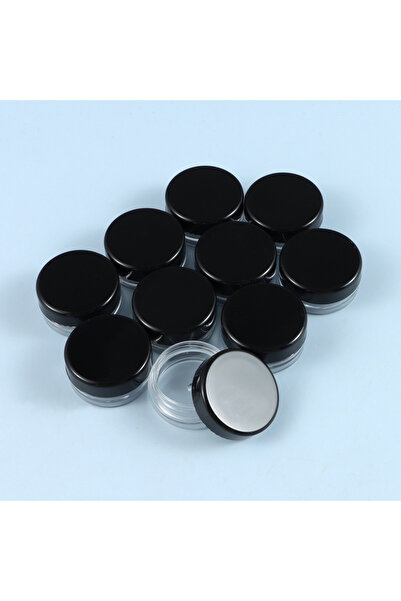 Choice علبة بلاستيكية صغيرة سوداء، 10 قطع/عبوة، 3 × 1.5 سم، دائرية شفافة، للت...