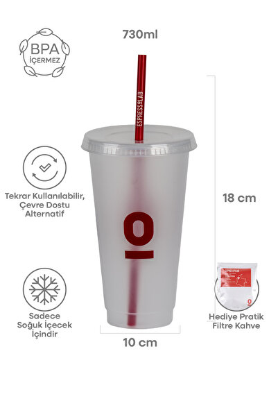 Espressolab كوب شفاف قابل لإعادة الاستخدام مع مصاصة 730 مل رقم: 112