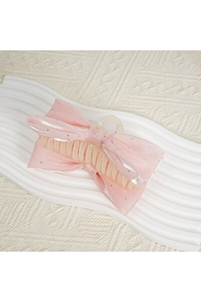 Midi Elegant Pink Hair Clip with Bow