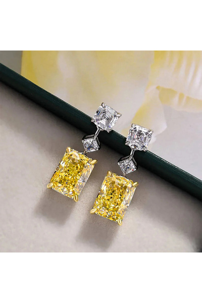 Choice E3064 Huitan Yellow Cubic Zircon Dangle Earrings for Women Temperament...