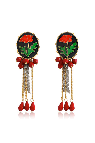 Choice 1 ZAA Beaded Flower Button Dangle Earrings For Women Vintage Elegant E...