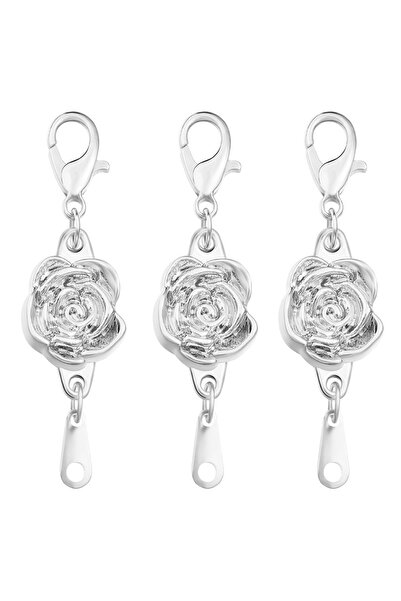 Choice مجموعة من 5 مشابك مغناطيسية فضية اللون على شكل وردة مصنوعة من سبيكة مع...