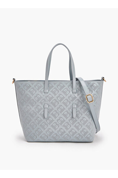 Flora Bella by Shoexpress حقيبة يد مزخرفة بنقشة مونوغرام مع حزام قابل للفصل -...