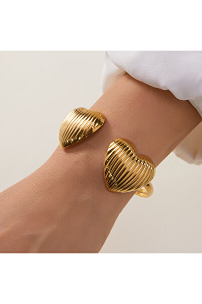 RINHOO FRIENDSHIP BR25Y0723-3 Stainless Steel Chic Love Heart Shape Open Bang...