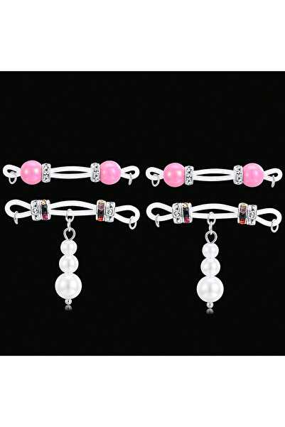 Choice 4 حلقات حلمات سطحية وجلدية، زوجان من حلقات الحلمات المزيفة - قابلة للت...