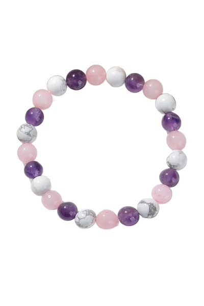 Choice style A Three Colors of Natural Stone 8mm Round Beaded Elastic Bracele...