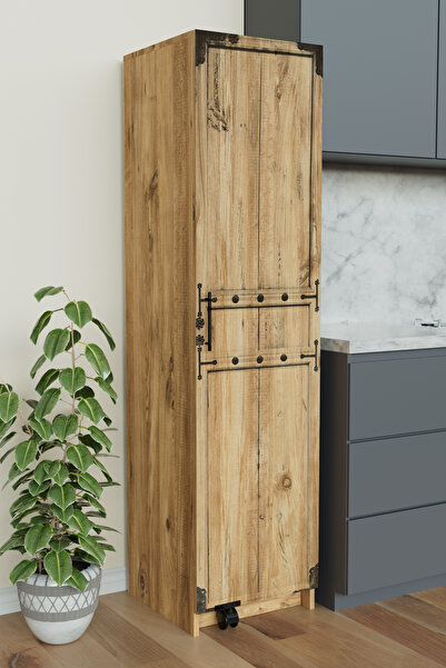 Hediyeler Kapında "Zelvin" Vintage Design tek Kapakli Raflı Kiler Dolabı Bany...