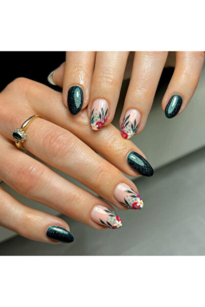 Choice14 W1449 24Pcs/Set New Oval Press on Nails Patch Wearable Nail Tips Cut...