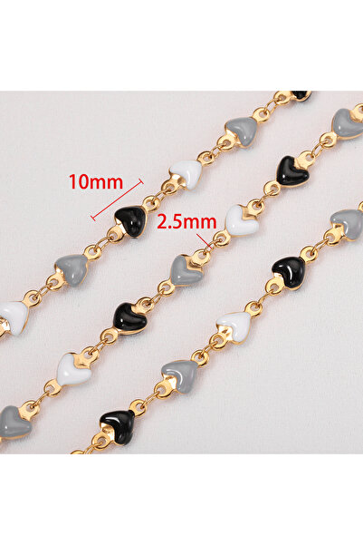 Choice White Black Gray 1Meter Stainless Steel Enamel Love Heart Beads Chains...