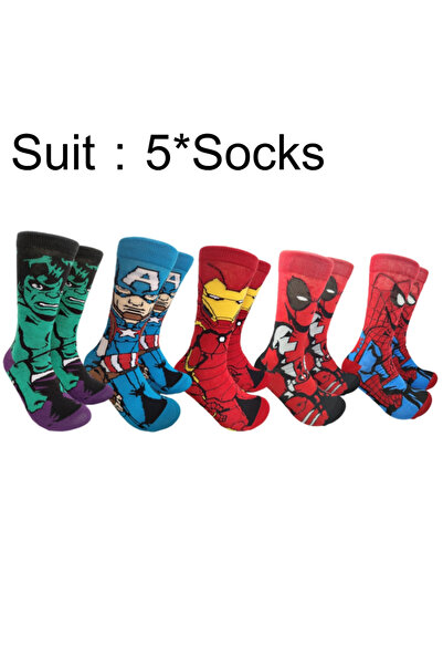 choice2 One Size Suit Men Spider Man Mid Calf Sks Cartoon Iron Man Deadpool H...