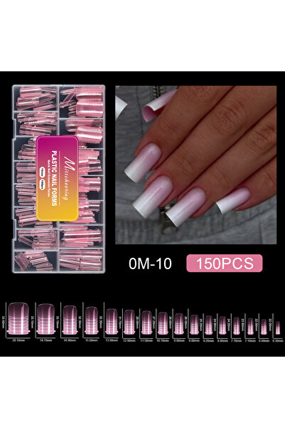 Choice OM-10 150 قطعة قوالب أظافر فرنسية بلاستيكية وردية اللون، قوالب مزدوجة ...