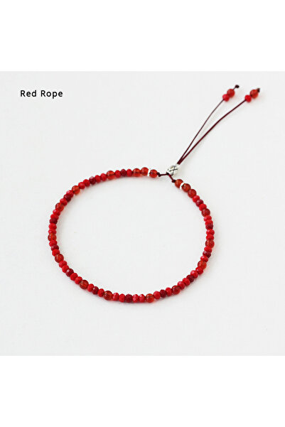 Choice سوار مصنوع يدويًا من خرز العقيق الأحمر الطبيعي، 3 مم، خرز عقيق صغير، أ...