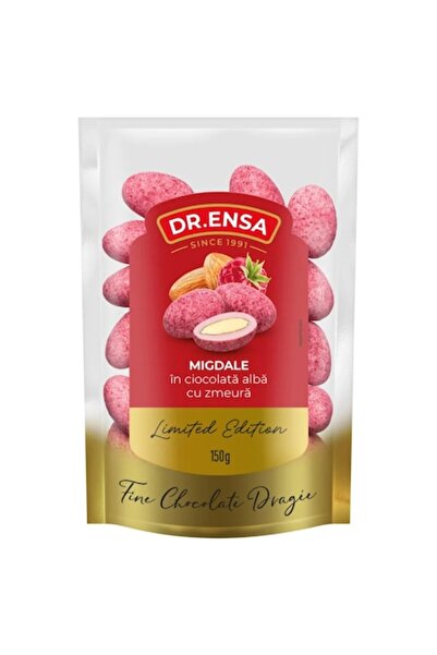 Dr.Ensa Migdale în ciocolată albă cu zmeură 150g Ediția Dr. Ensa