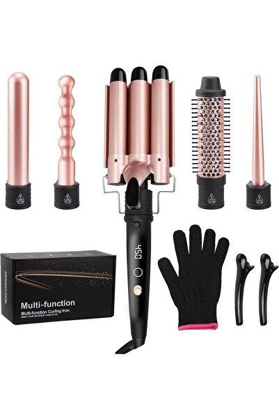 Generics Aroura Premium 5-in-1 Curling Wand Set with Digital Screen & 1-Year ...