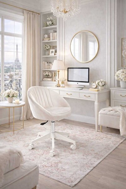 MARKAELZ İstiridye Beyaz Ayaklı Çalışma Sandalyesi