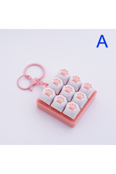 Choice A Cute Cat Claw Keychain 9 Keys Keyboard Decompression Toys DIY Keyboa...