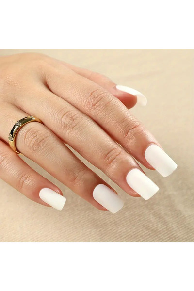 Choice طقم أظافر صناعية مربعة مضغوطة باللون الأحمر مكون من 24 قطعة، بتصميم أب...