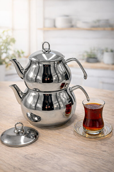 Rivorn Anatolia Jumbo Boy Kendinden Süzgeçli Çaydanlık Takımı – Paslanmaz Çel...