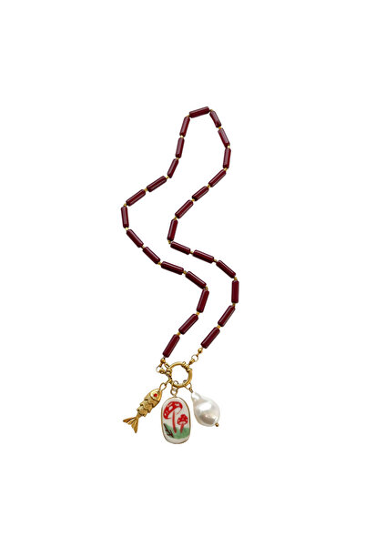 Choice10 fish Peri'sbox Elegant Noble Jewelry Classic Wine Red Glass Bead Cha...