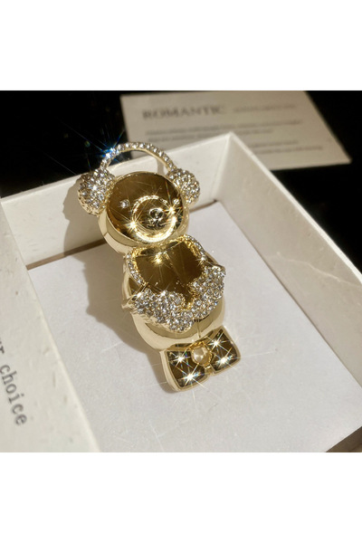 Choice style 1 Gold Color Bear with Headset Brooches for Women Girls Cute Shi...