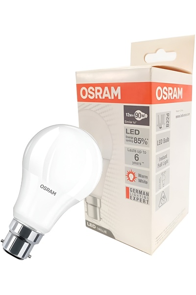 Osram Led Value Classic A | Frosted (Replace 90W) 12W, Pin Base B22D, Warm Wh...