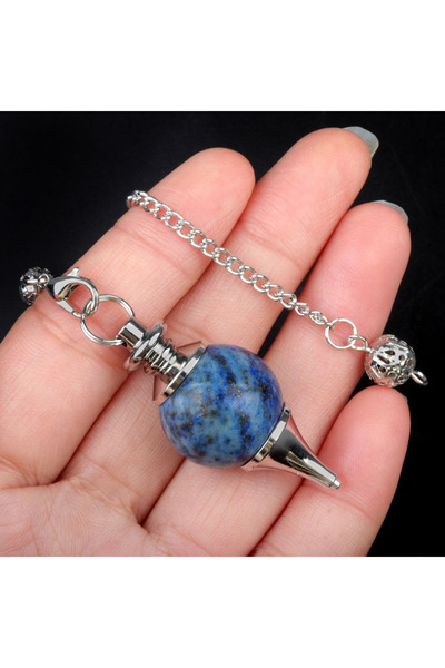 Choice قلادة بندول من حجر اللازورد الطبيعي، كريستال العقيق، على شكل كرة، مع س...