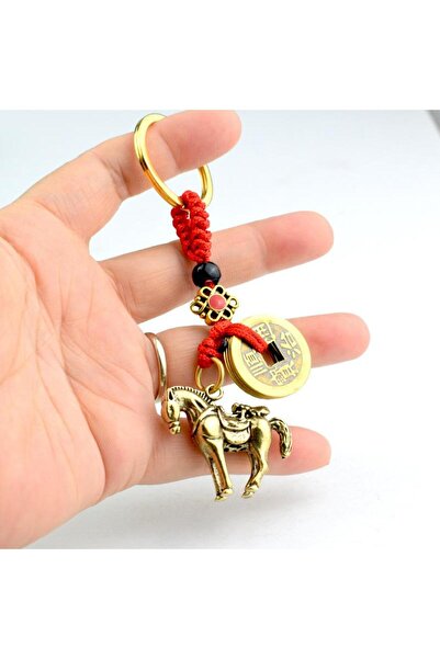 Choice1 A1 ♥♥ سلسلة مفاتيح عتيقة مصنوعة يدويًا من النحاس الخالص، بتصميم حصان ...