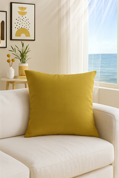Melodie Linen Throw Pillow Mustard 50x50 cm