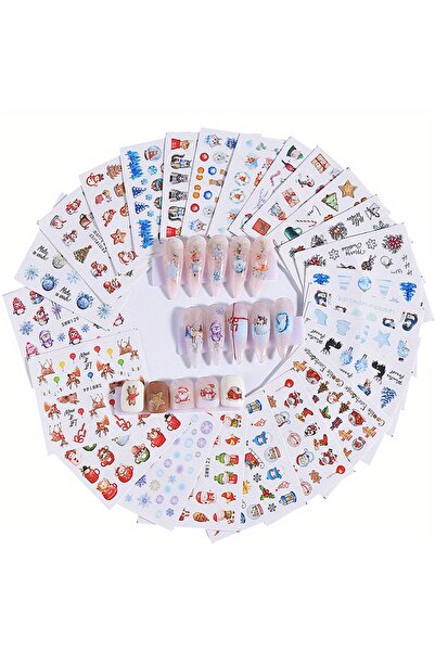 Choice SWW121-144، 24 قطعة، ملصقات أظافر مائية بتصميمات متنوعة لعيد الميلاد، ...
