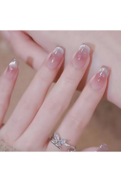 Choice QXMY095-B5 ٢٤ قطعة أظافر قصيرة على شكل باليه فرنسية بتصميم بسيط وابتسا...