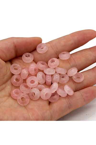 Choice14 5x10mm--hole4mm Rose Quartz 10pcs Natural Stone Big Hole Beads Abacu...