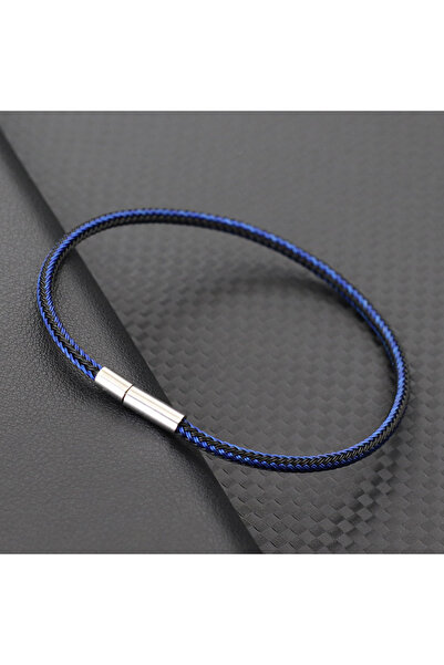 Choice 20.5cm 8.1Inch dark blue 3mm Thin Stainless Steel Wire Bracelet For Me...