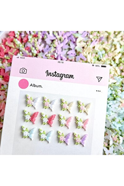 Choice Mixed 20PCS 20PCS Sweet Luminous Flower Butterfly Resin Nail Charms 3D...