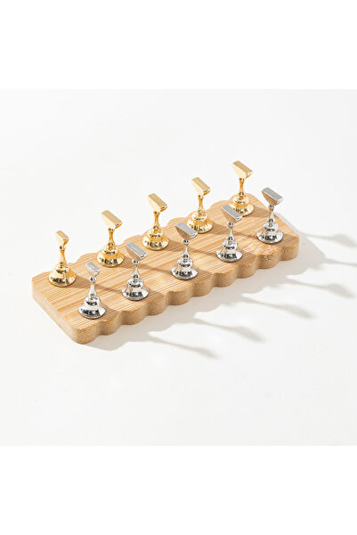 Choice حامل أظافر خشبي أسود لعرض الأظافر الاصطناعية، حامل مغناطيسي للأظافر ال...