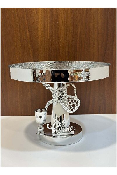 ALQANNAS Luxury Silver Sweets & Pastry Serving Tray with Decorative Base