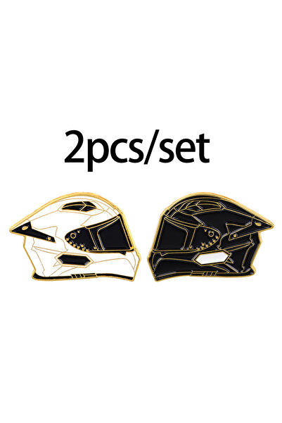 Choice 3 دبابيس معدنية على شكل خوذة سباق سوداء وبيضاء مطلية بالمينا، مزينة بر...