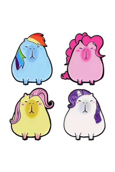 Choice مجموعة من 4 قطع من دبابيس الكابيبارا الملونة المطلية بالمينا، بروش معد...