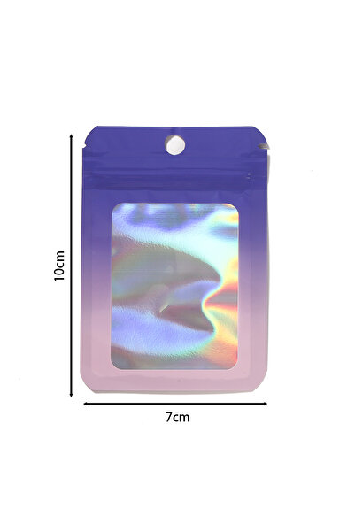 Choice Purple 7x10cm 50pcs Thicken Ziplock Bags Gradient Holographic Laser AB...