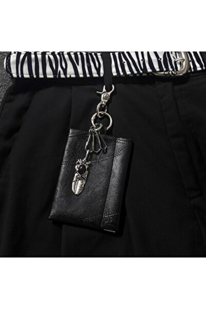 Choice S1 Black Leather Coin Purse Keychain, Waist Outfit Accessory, Metal Co...