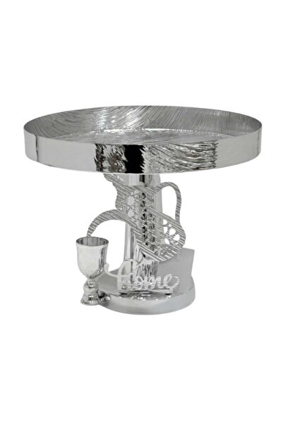 ALQANNAS Luxury Silver Sweets & Pastry Serving Tray with Decorative Base | Me...