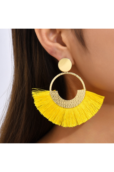 Choice Hot Stamping Vintage Bohemia Exaggerated Scalloped Tassel Earrings Wom...
