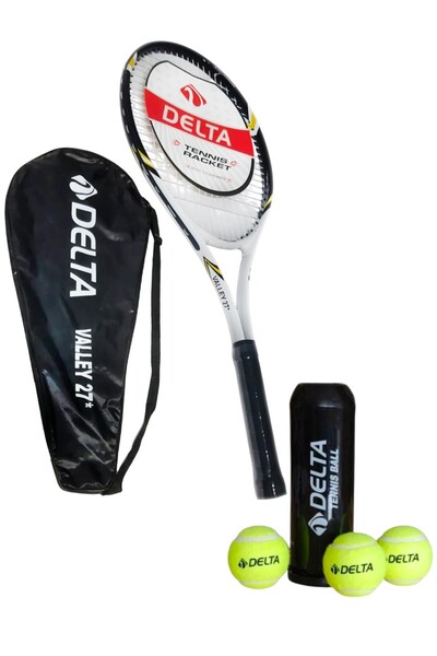 Delta Valley 27 İnç Yetişkin Tenis Raketi 3'Lü Tenis Topu Ve Deluxe Tenis Çan...