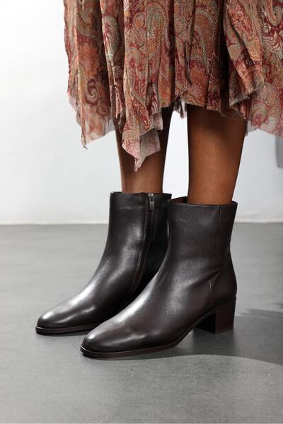 5in1Canpolat Brown Leather Classic Boots 25489